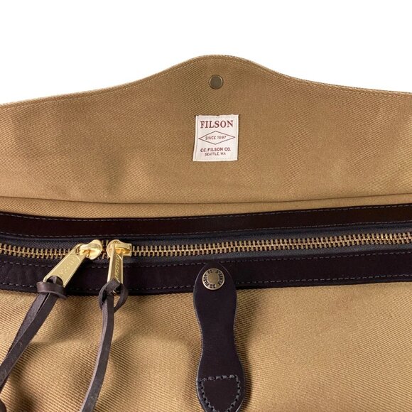 Filson Medium Rugged Twill Duffle Bag Bridle Leather Tan NWT - Picture 6 of 8